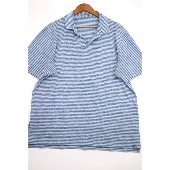 Peter Millar Mens XL Striped Polo Shirt Blue Made In Peru - Picture 1 of 10